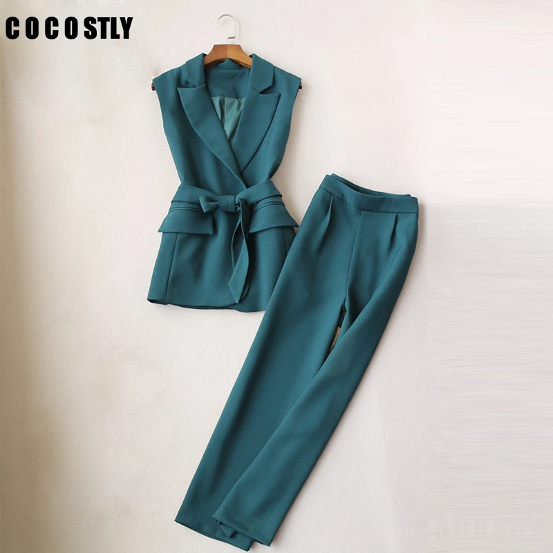 Брючные костюмы для женщин элегантный модный офисный Приталенный жилет без