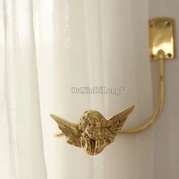 angel designed 1pair european pure brass curtain hooks holdback wall tie backs hooks curtain drapery hanger holder hooks