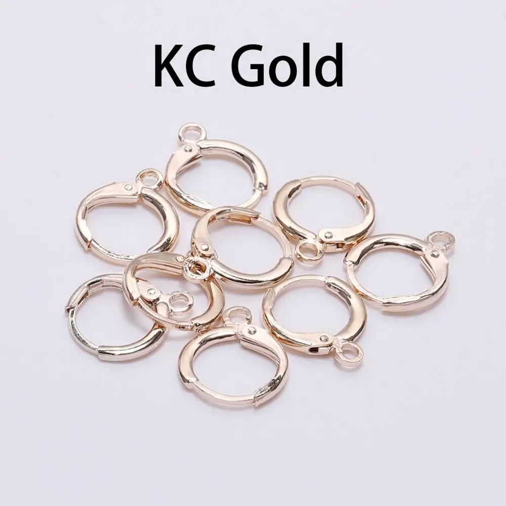 KC Gold 20 шт./лот 14x12 мм золото серебро Франция рычаг Серьги Крючки провода настройки База серьги обручи для изготовление, поиск ювелирных изделий поставки - Цвет: KC Gold