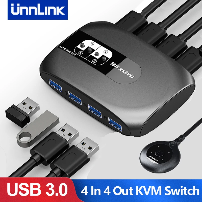 Квм USB 3 0 с выключателем Unnlink 4 порта X4 клавиатура мышь принтер U-диск для