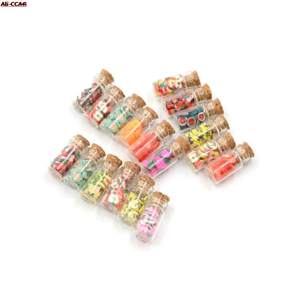 

4pcs Miniature Glass Storage Jars with Lids Fruit Slices for 1/12 Dollhouse Kitchen Accessory Random Hot Sell
