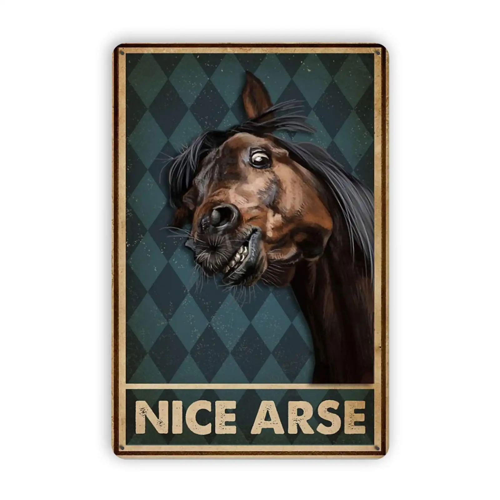 

Nice Arse Horse Vintage Tin Signs, Retro Metal Sign Wall Plaque Decor Funny Gifts for Bar Restaurant Home Decoration Mural
