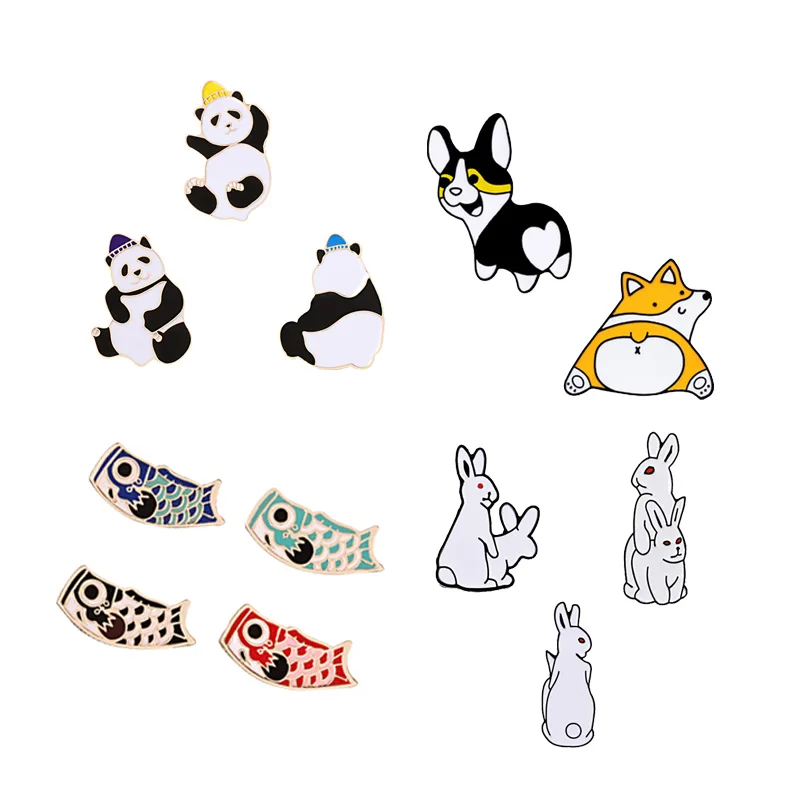 2 ~ 4 шт./компл. эмалированная булавка в виде животного корги панды кролика рыбы