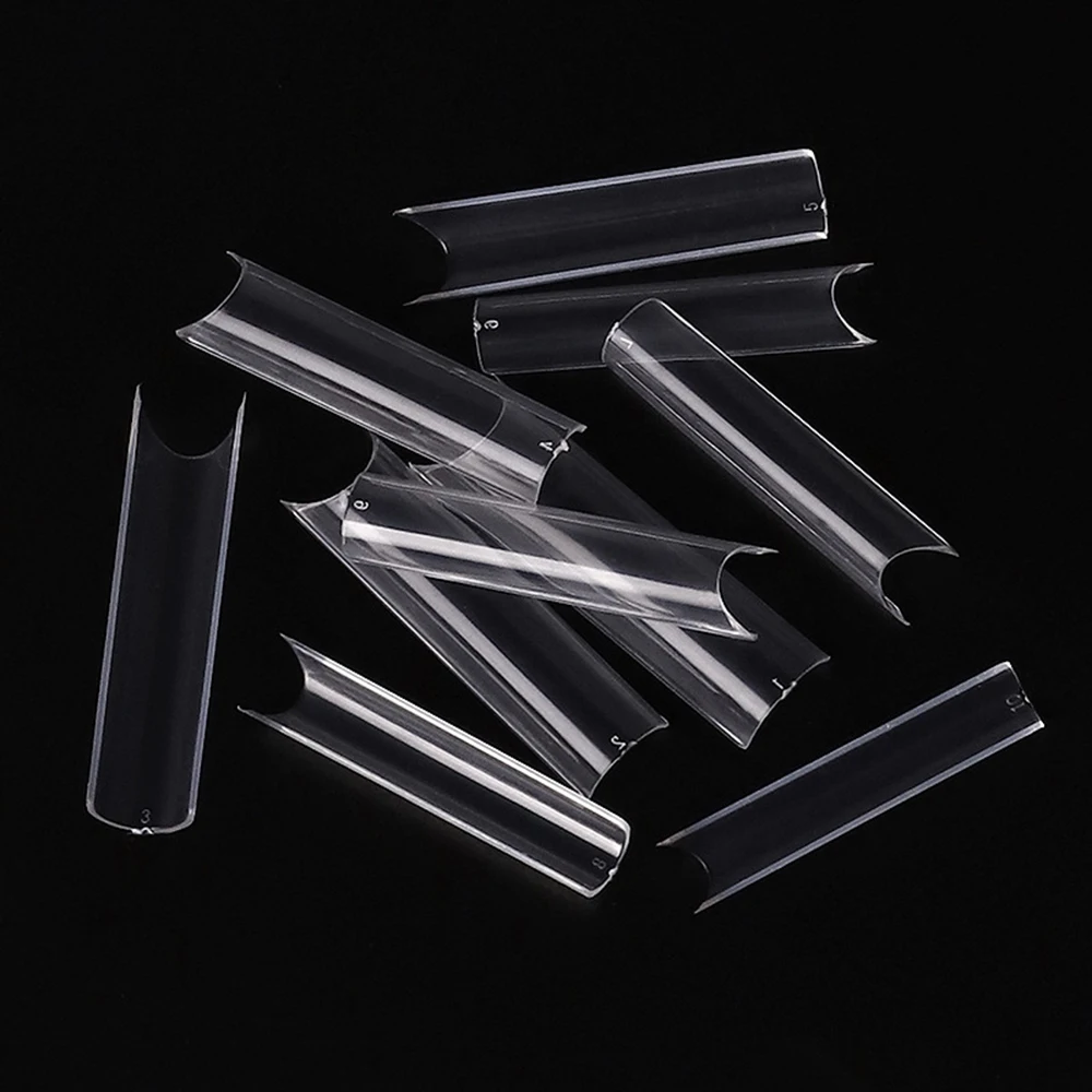 

500pcs Bagged Transparent Fake Nails Extra Long C Curve Tapered Square False Nail Tips Acrylic Half Cover Tip