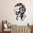 Игровые наклейки на стену, Виниловая наклейка, игровой череп, музыкальные наушники, видео игры, настенные наклейки для мальчиков, спальни, игровой зоны, украшения P404