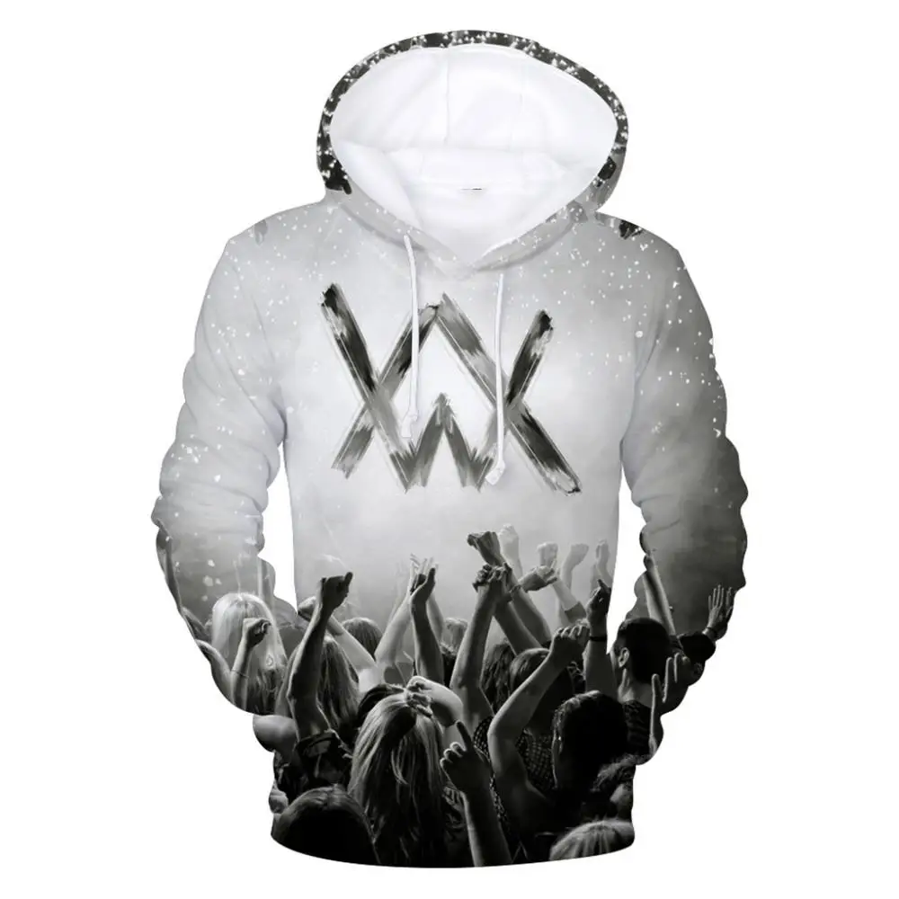 Зимняя флисовая толстовка Alan Walker с выцветшим капюшоном, мужская толстовка с принтом в стиле хип-хоп рок-звезды, флисовая толстовка с капюшоном для мужчин - Цвет: WW0014HM