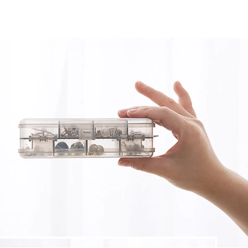 Simple Double Layer 10 Plaids Jewelry Storage Box with Cover Plastic Transparent Thicken Hangable Small |