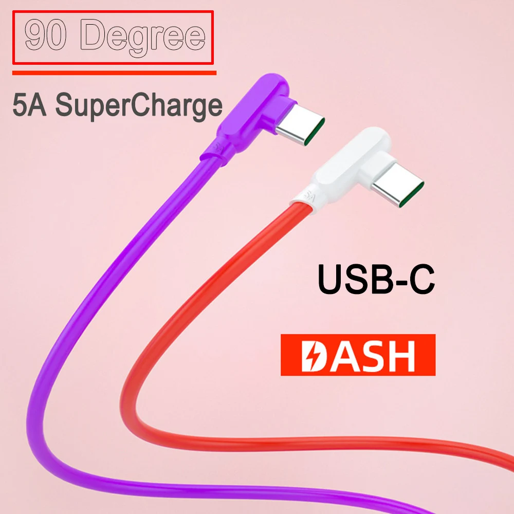 

90 Degree Usb 3.1 Type C Warp Charge Cable 5A Dash Charger Cable for One Plus Nord Oneplus 9 8 Pro 9R 8 7t N10 5g Fast Charging