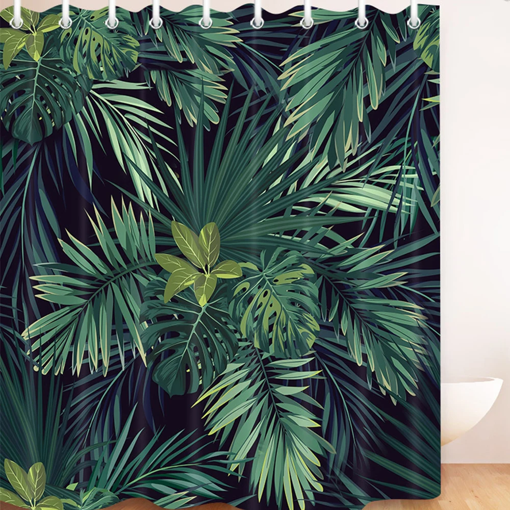Занавеска для душа с банановыми листьями водонепроницаемая занавеска ванной