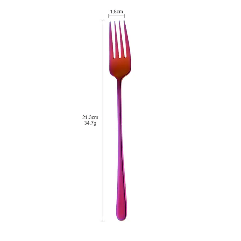 

Korean Stainless Steel Fruit Cake Fork Dinner Tableware Rainbow Colorful Black Silver Table Salad Dessert Fork Kitchen Tools