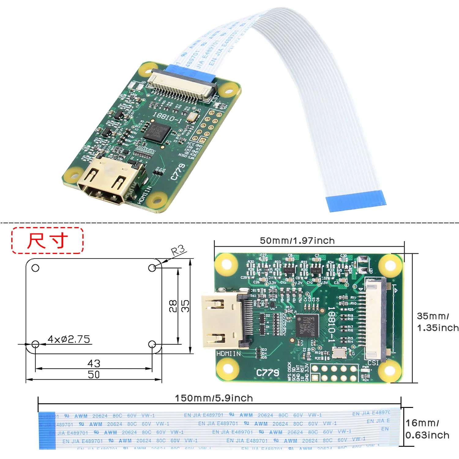 Raspberry Pi чтобы CSI 2 плата адаптера вход для 1080p25fp Поддержка 4B 3B + Zero|Усилители