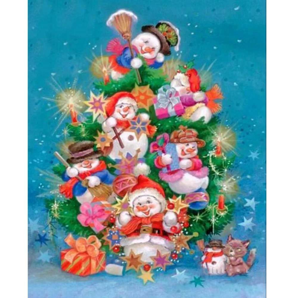 

Набор для вышивки рождественского снеговика 11CT, набор для рукоделия, хлопковая нить с принтом на холсте, домашний декор, рождественский под...