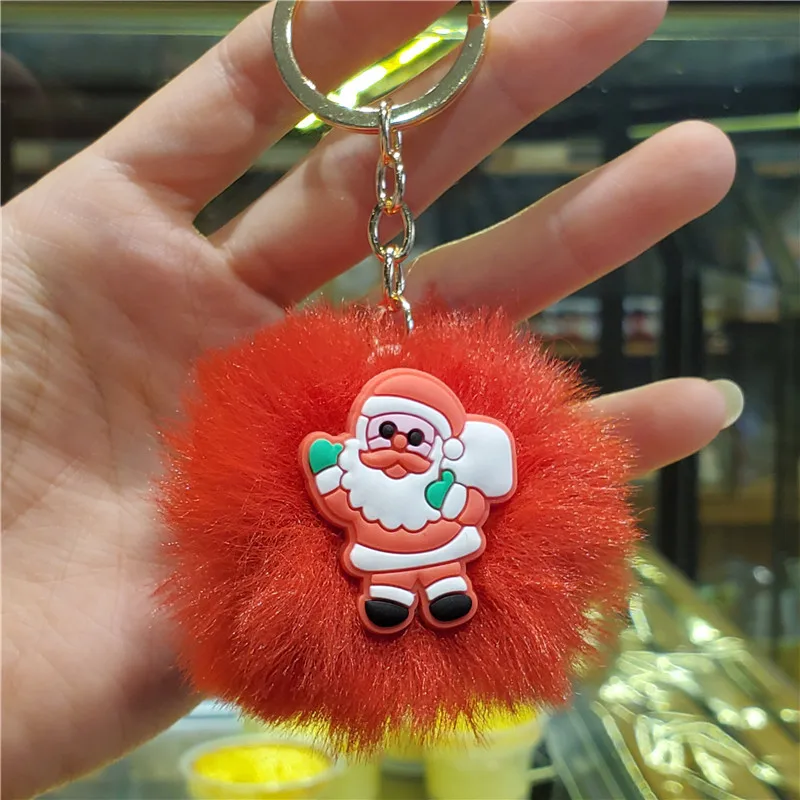 Рождественский олень Снеговик рождественская елка Санта-Клаус пушистый брелок