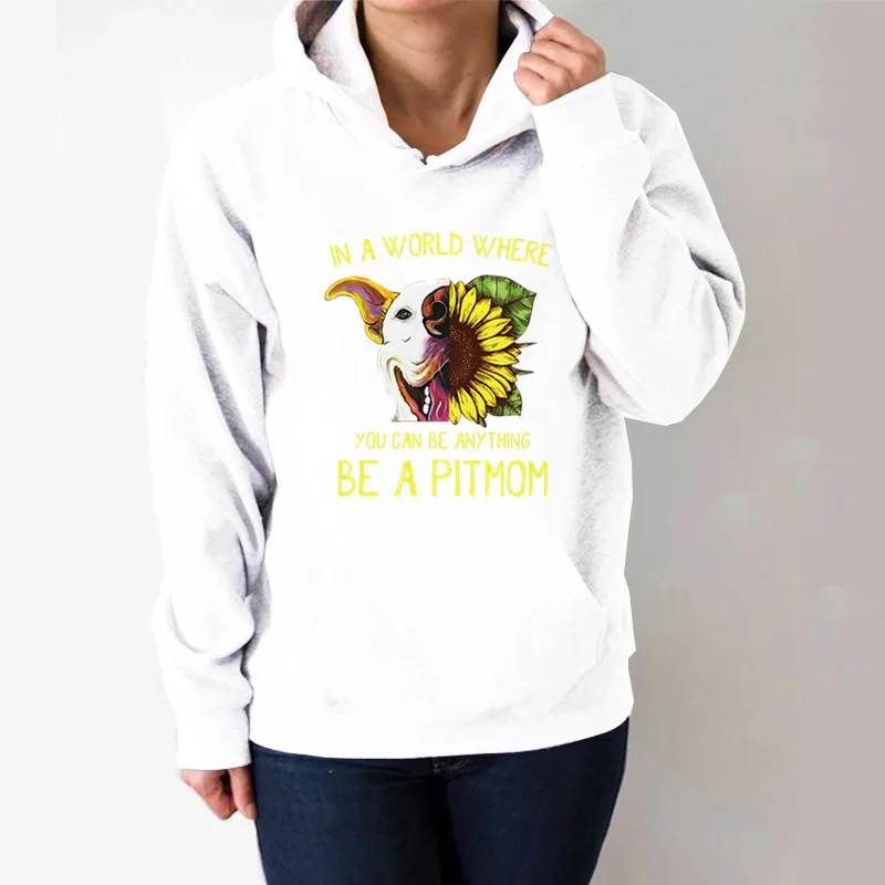 

Be A Pitmom Printed Hoodies Women Fleece Long Sleeve Loose Sweatshirt with Hat Girls Women Hoodie Pullovers Winter