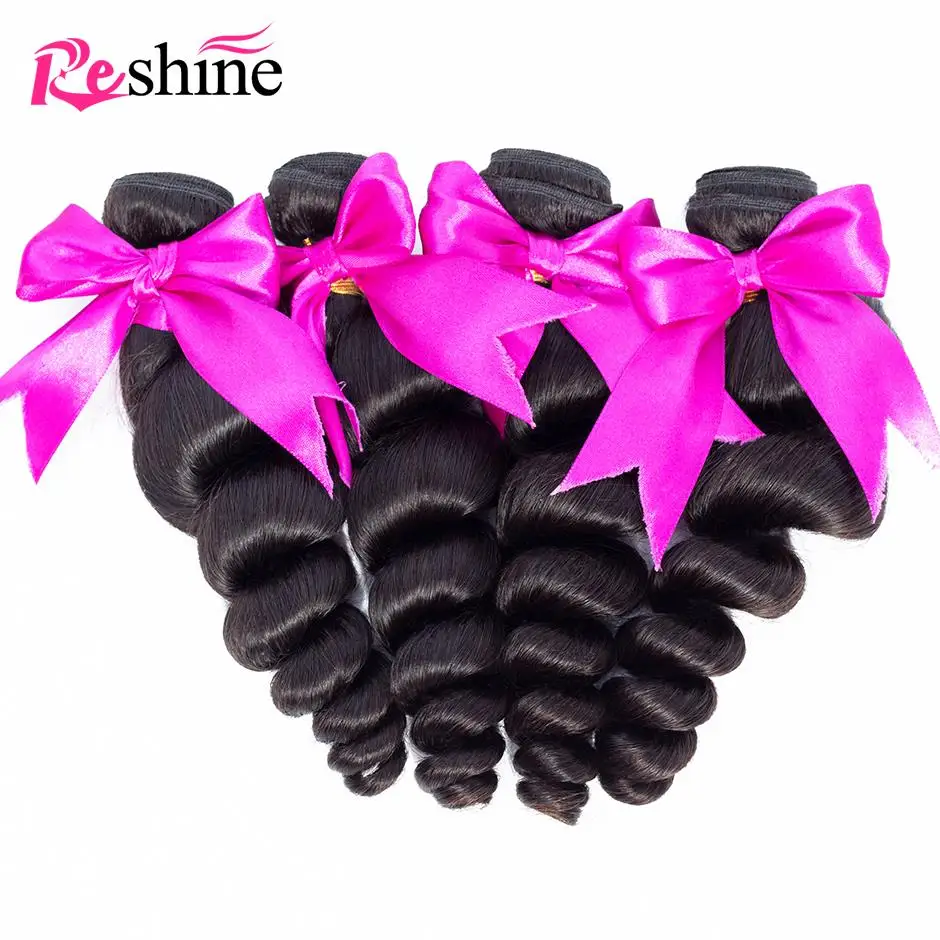 

Reshine Hair Malaysian Loose Wave Human Hair Bundles 10-26 Inch Natural Color Loose Wave Hair 1/3/4 Bundles Remy Hair Extensions