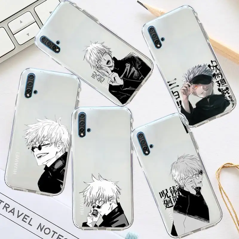 

Anime Jujutsu Kaisen Gojo Satoru Phone Case Transparent for Huawei honor P mate 40 20 30 10 50 i 9 x mate pro lite 8a