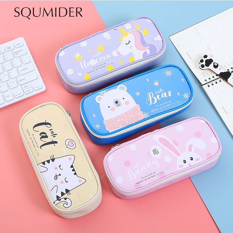 Чехол для карандашей 2021 SQUMIDER вместительный пенал из искусственной кожи