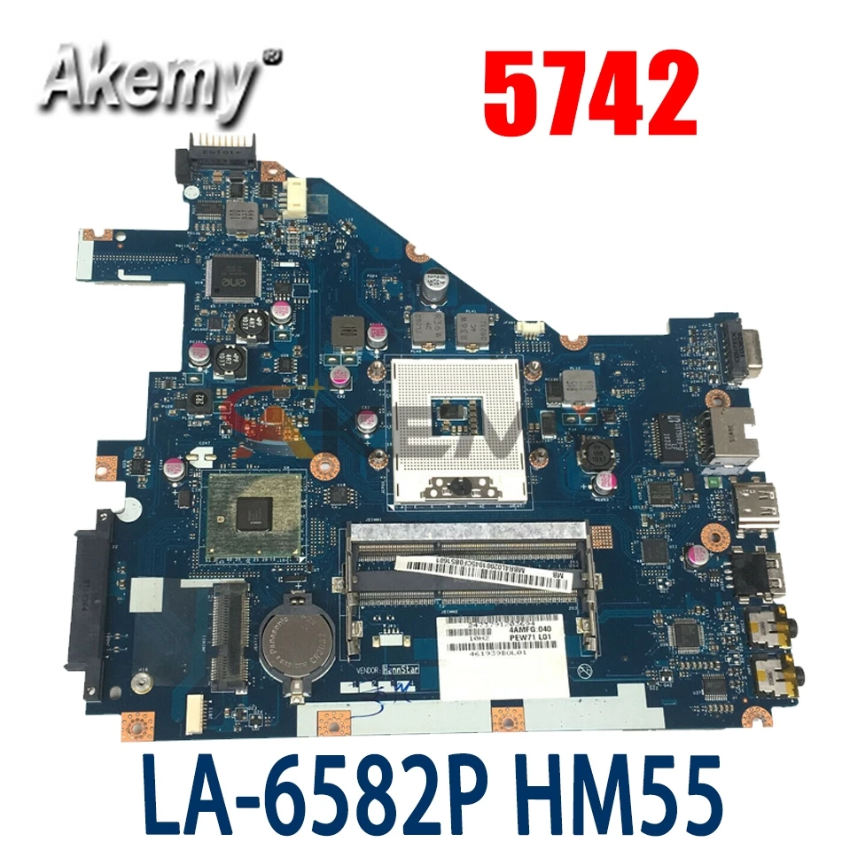 

Akemy Laptop motherboard For ACER Aspire 5742 5733 5742Z 5733Z Mainboard MBR4L02001 MB.R4L02.001 PEW71 LA-6582P HM55