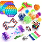 Набор сенсорных игрушек-антистрессов, разноцветные сжимаемые игрушки с пузырьками, для снятия стресса, для взрослых, 25 упаковок