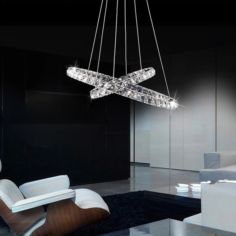 Candelabros de cristal LED circulares para comedor y sala de estar, lámpara colgante de techo moderna con aplicación regulable, Lustres para dormitorio