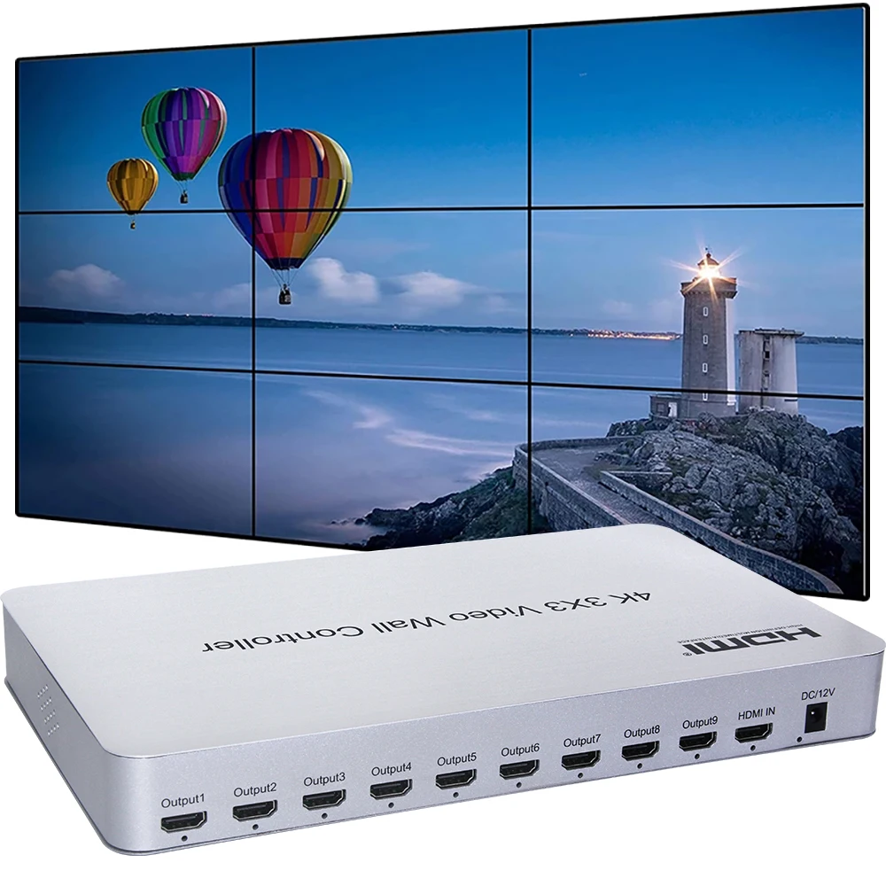 4K 3x3 HDMI видео стены Контроллер 9 Каналы Дисплей мульти Экран пошивочная одежда 1x2