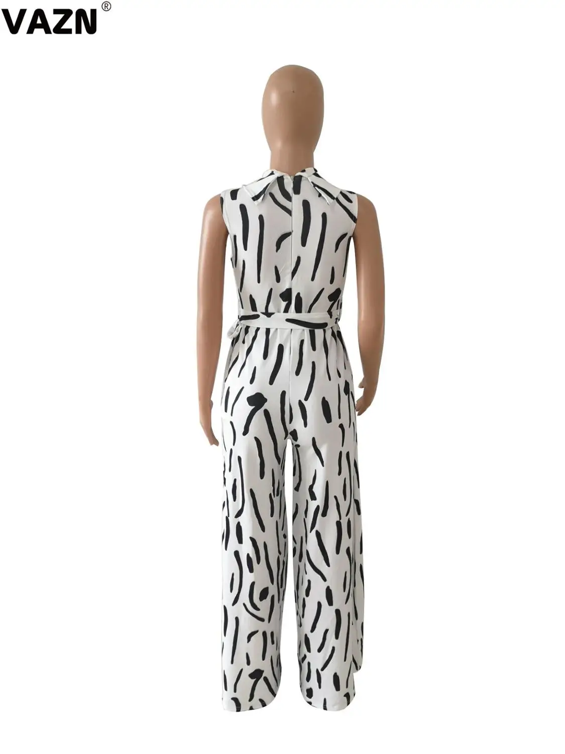 VAZN OME9611 Casual High Street Sexy Office Jumpsuits Off Shoulder Log Pants White Black Lady Straight Sleeveless Romper