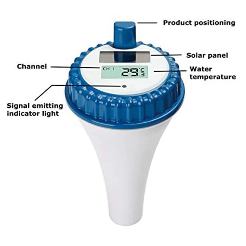 

Swimming Pool Thermometer, Wireless Sensor Waterproof Water Solar Sinking, Floating, Suitable for Pools, Spas, Aquariums