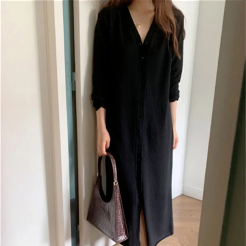 Женский кардиган-свитер WAVSIYIER винтажное однотонное вязаное плотное однобортное