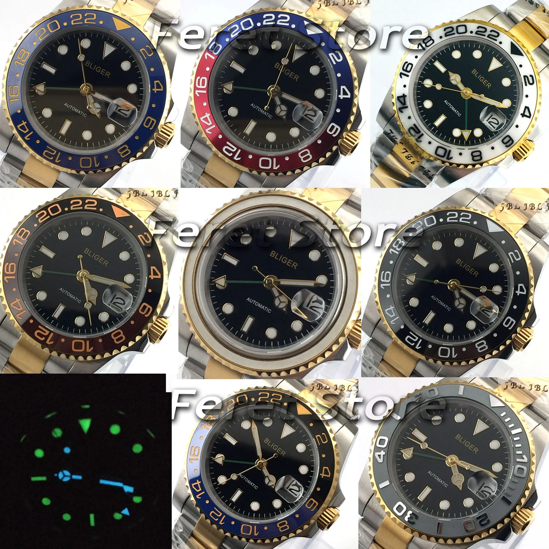 Мужские часы с синим и черным циферблатом Bliger 40 мм сапфировое стекло