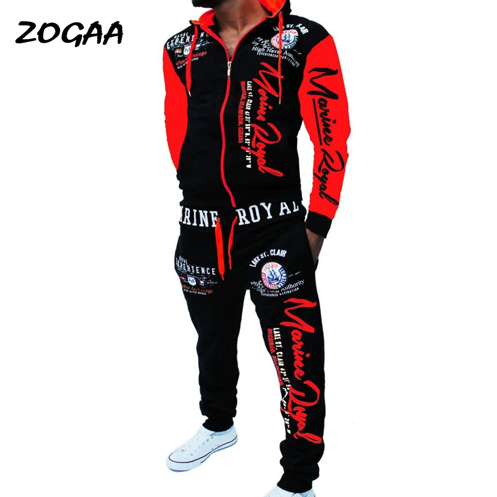 

ZOGAA New Chic Male Brand Men Tracksuit 2 Pieces Tops Pants Men's SweatSuits Set Letter Print Plus Size Jogger Sets Men Clothing