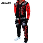 Мужской спортивный костюм ZOGAA, комплект одежды из двух предметов, топ и штаны с надписью