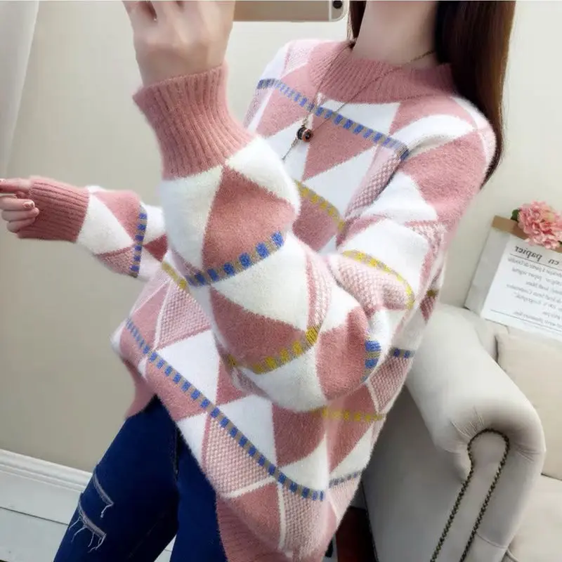 Пуловеры для осени и зимы Женский вязаный свитер с круглым вырезом повседневный