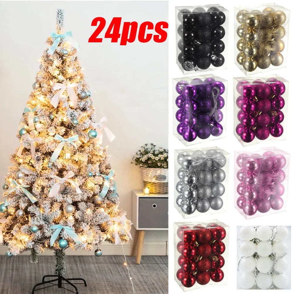 24 шт. декоративные подвесные шарики для рождественской елки | Дом и сад