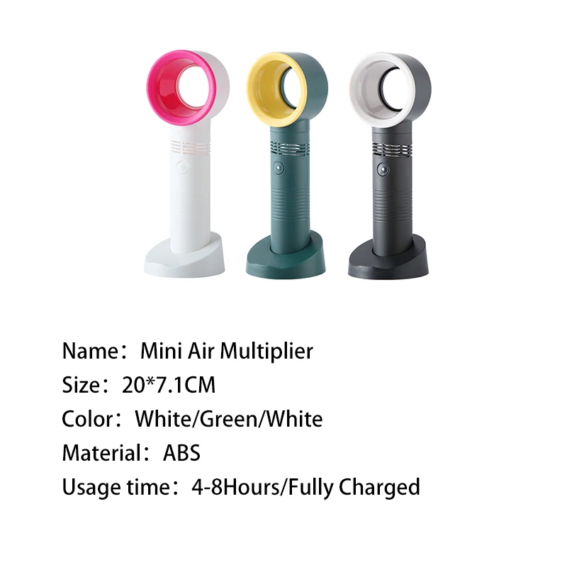 

Mini Fan Without Blades Portable Air Cooler Bladeless Home Table Desktop Pocket Usb Charge Small For Children's Household Silent