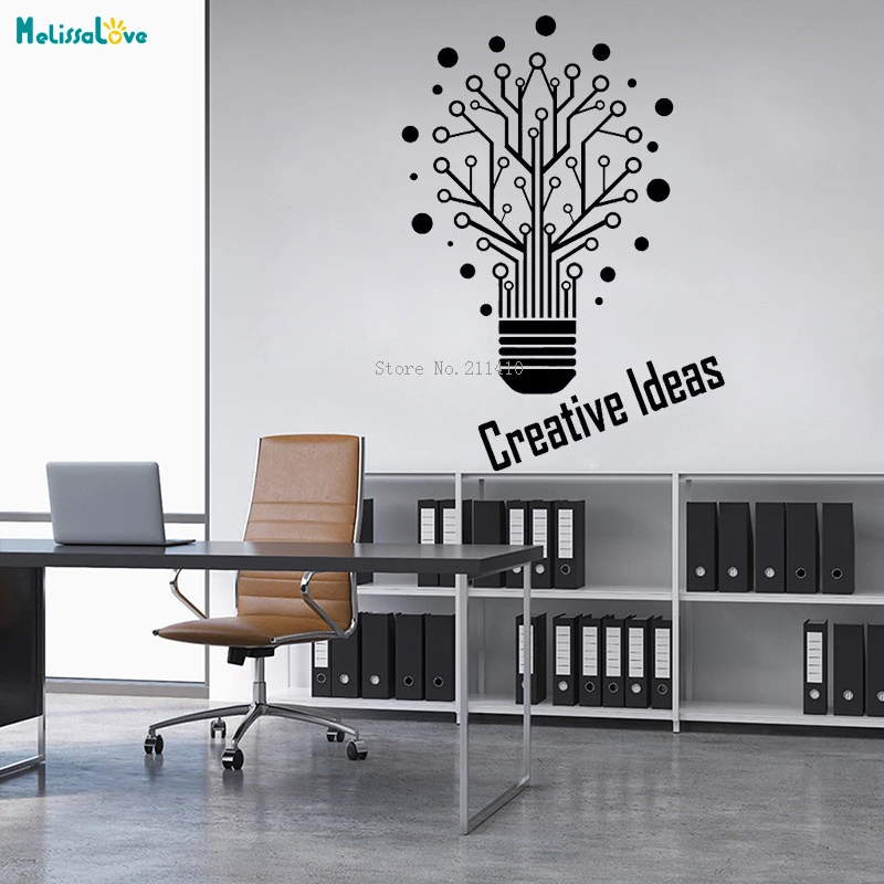 Виниловая настенная наклейка с лампочками креативные идеи слова логотип Офисная