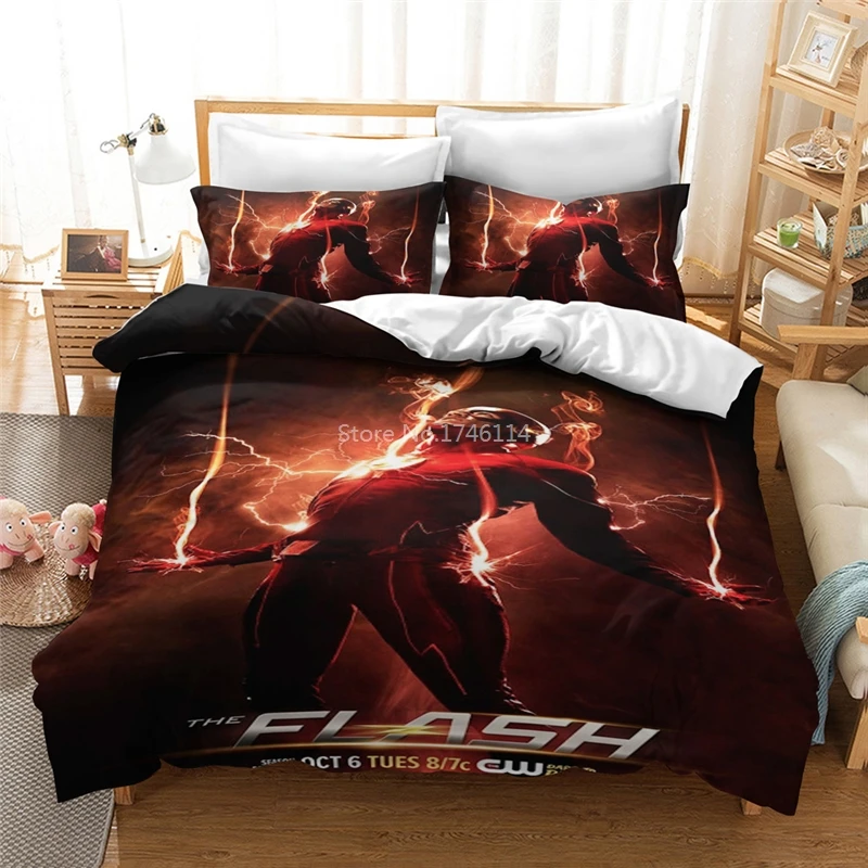 

The Flash Bedding Set 3D Cartoon Duvet Cover Pillowcase Set Comfortable Bedclothes for Home Bedroom Decor Twin Full Queen King