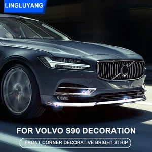 Декоративная лента для переднего бампера, хромированная, для Volvo S90, 2016, 2017, 2018, 2019, 2020