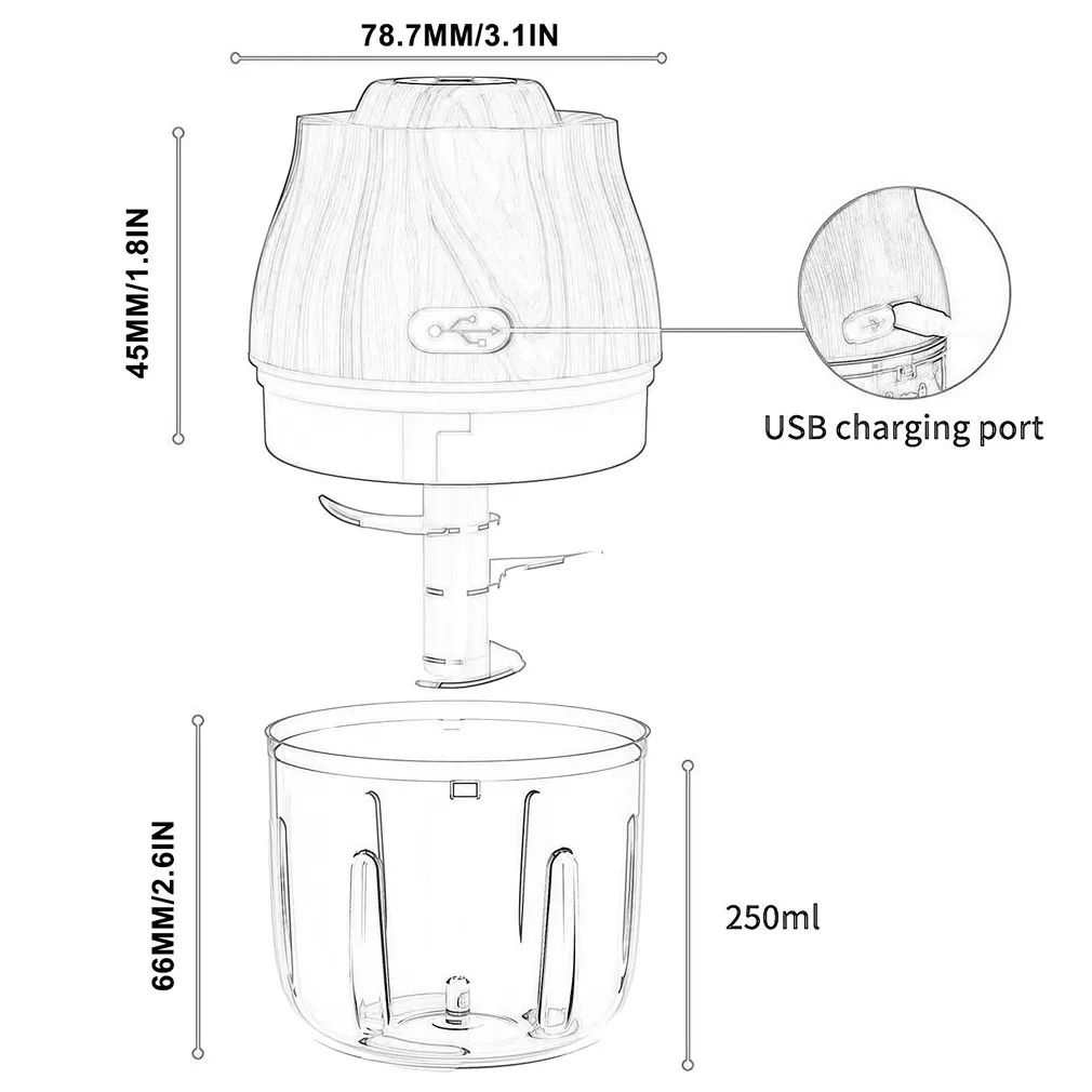 

Electric Chopper Food Processor Mixer Garlic Chopper Vegetable Chopper With 3 Sharp Blades Cordless Vegetable Mincer Grinder