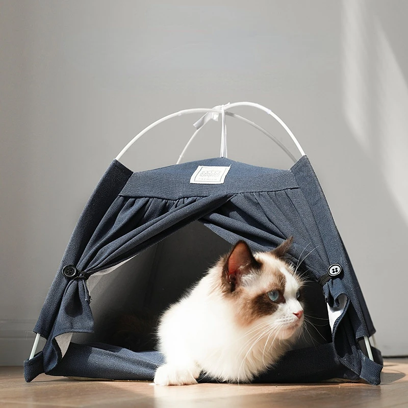 

Four Seasons Pet Tent Portable Folding and Detachable Cotton Linen Cat Tent Small Medium Cats and Dogs Pet Supplies Game House
