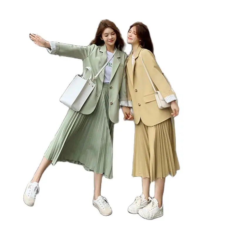 

Женский Повседневный костюм из двух предметов, пиджак и плиссированная юбка и Блейзер, aq601, весна-осень 2022