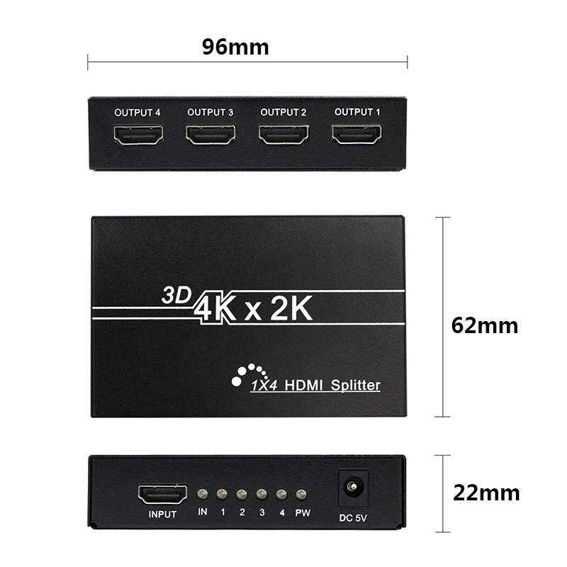 HDMI разветвитель 1X4 1x2 HDMI 1 в 4 выход 1 1 в 2 Выход 080P 3D адаптер переключатель для DVD ноутбук с HDTV монитором