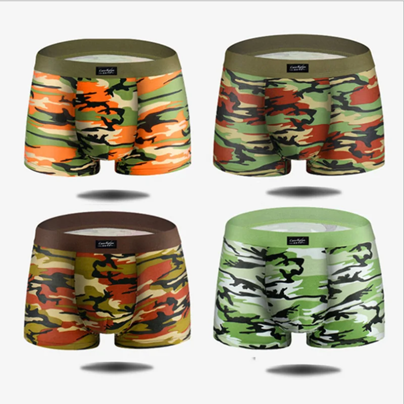4Pcs Lots Camouflage Men Boxers Sexy Camo Print Male Panties Shorts