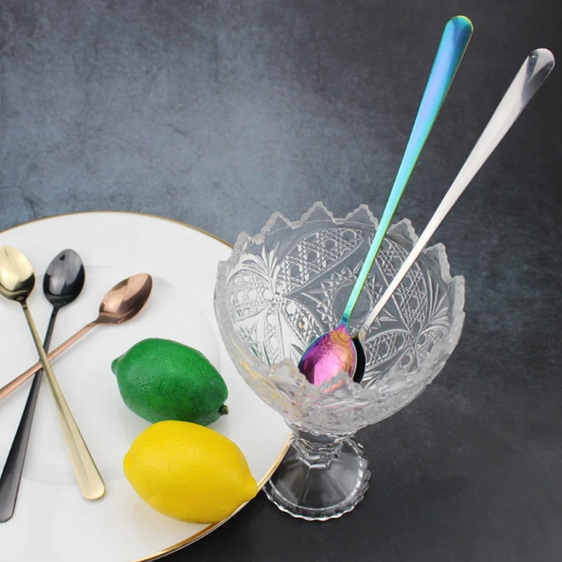 

Long Handle Iced Tea Spoon, Stainless Steel Coffee Mixing Spoons - Long Cream Dessert Spoons