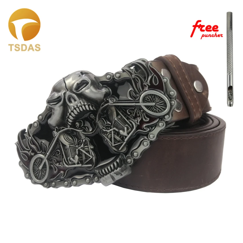Пряжка для ремня в виде черепа с металлической серебристой отделкой стиле панк