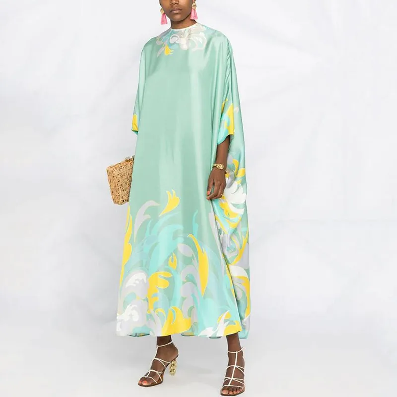 

Африканские платья для женщин Дашики с цветочным принтом африканская одежда женский свободный халат с коротким рукавом длинное мусульманс...