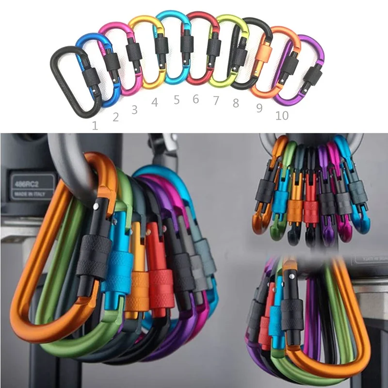 

6Pcs Aluminum Snap Carabiner D-Ring Key Chain Clip Keychain Hiking Camp Mountaineering Hook Climbing Accessories color random