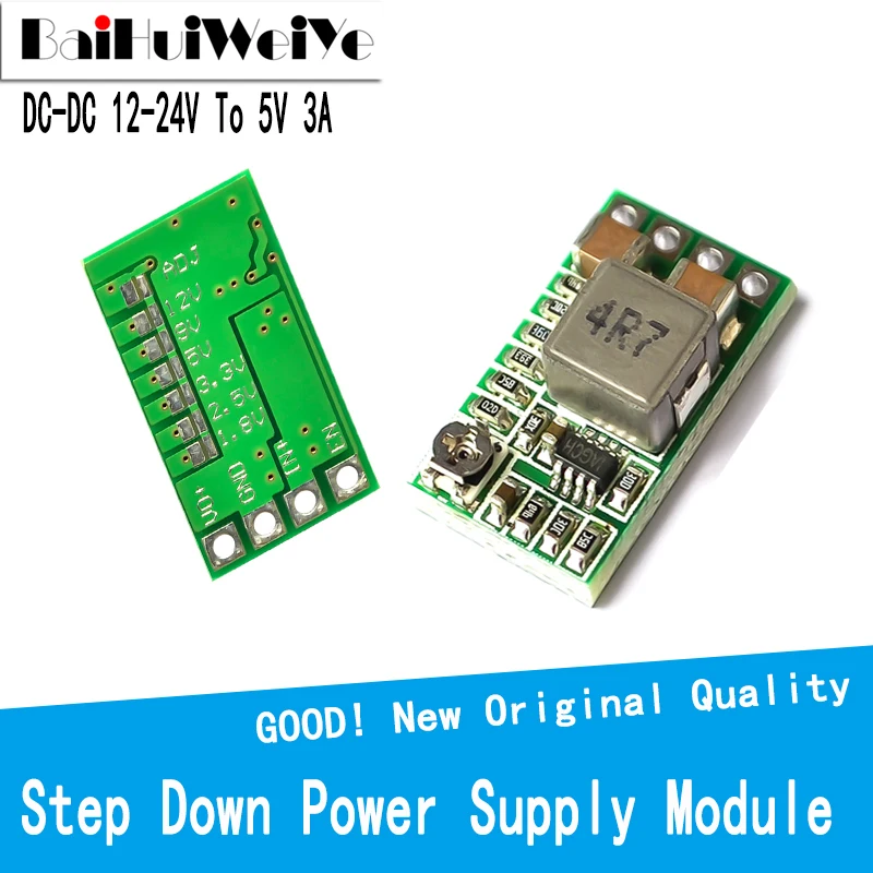 

5PCS Mini Step Down Power Supply Module Voltage Buck Converter Adjustable 97.5% 1.8V 2.5V 3.3V 5V 9V 12V DC-DC 12-24V To 5V 3A