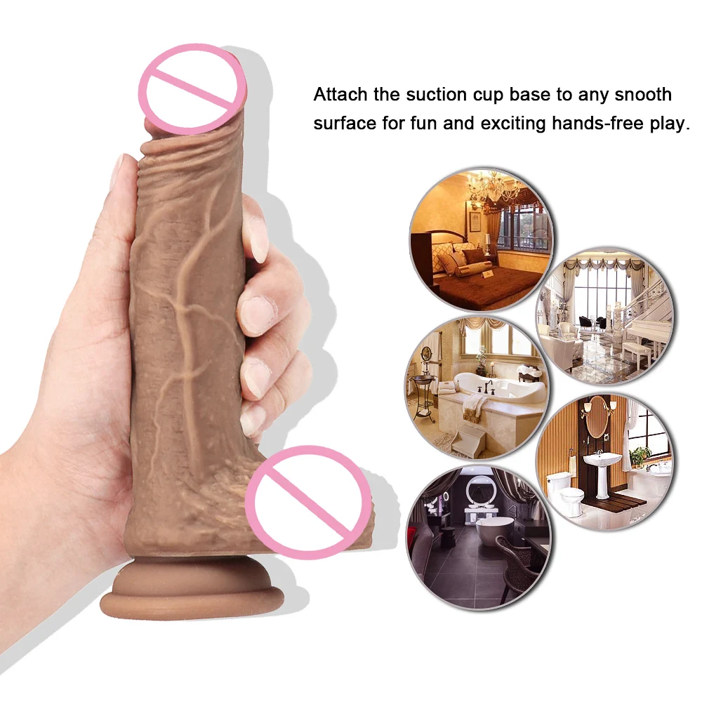 Длинный фаллоимитатор для женщин мягкая кожа реалистичный большой с присоской