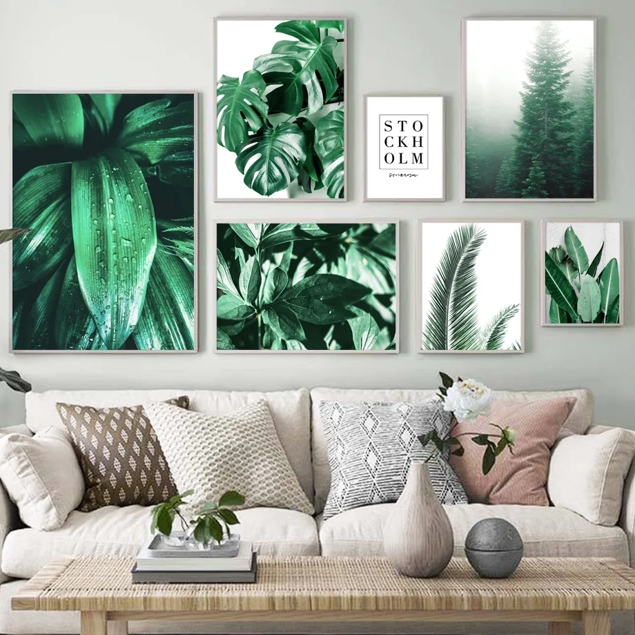 

Green Monstera Tree Big Leaf Wall Art Canvas Painting Plant Nordic Posters And Prints Wall Pictures For Living Room Office Decor