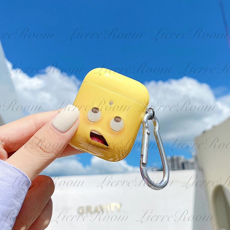 

LierreRoom Caroon Funy Shocking Memo Design Soft Silicone Protection Case For AirPods 1 2 Pro Anti-Shock Pre-set Hole For Strap